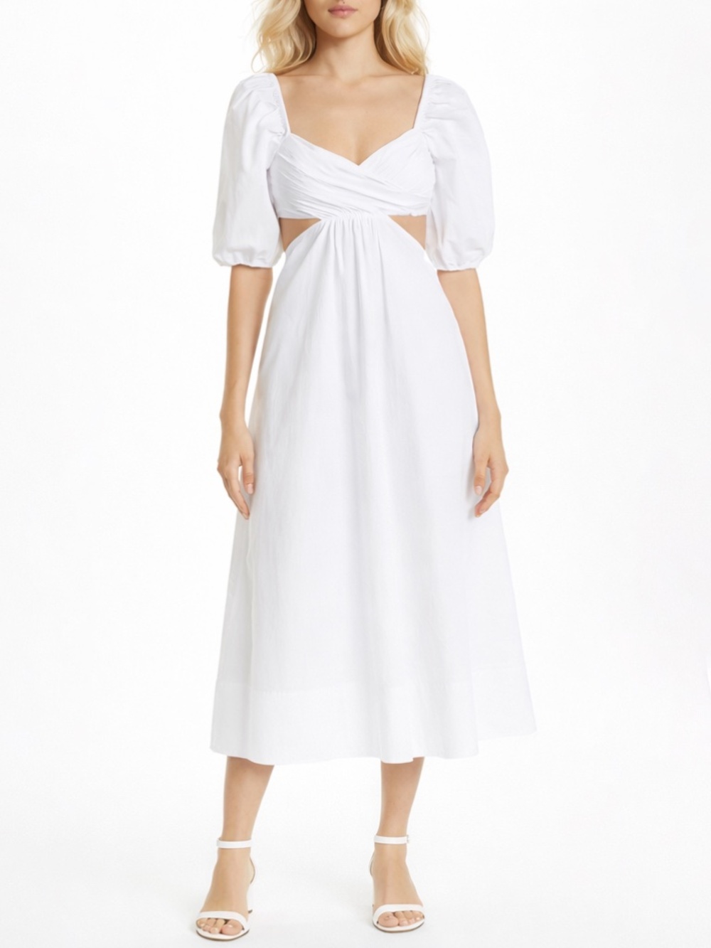 STAUD - Carina Cutout Cotton Midi‎ Dress